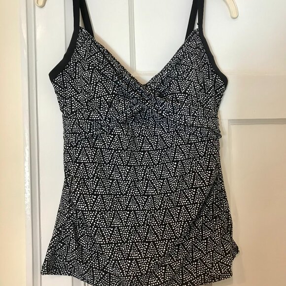 Christina Swimwear Tankini Top Black & White Women's Size 8D US - Picture 1 of 6